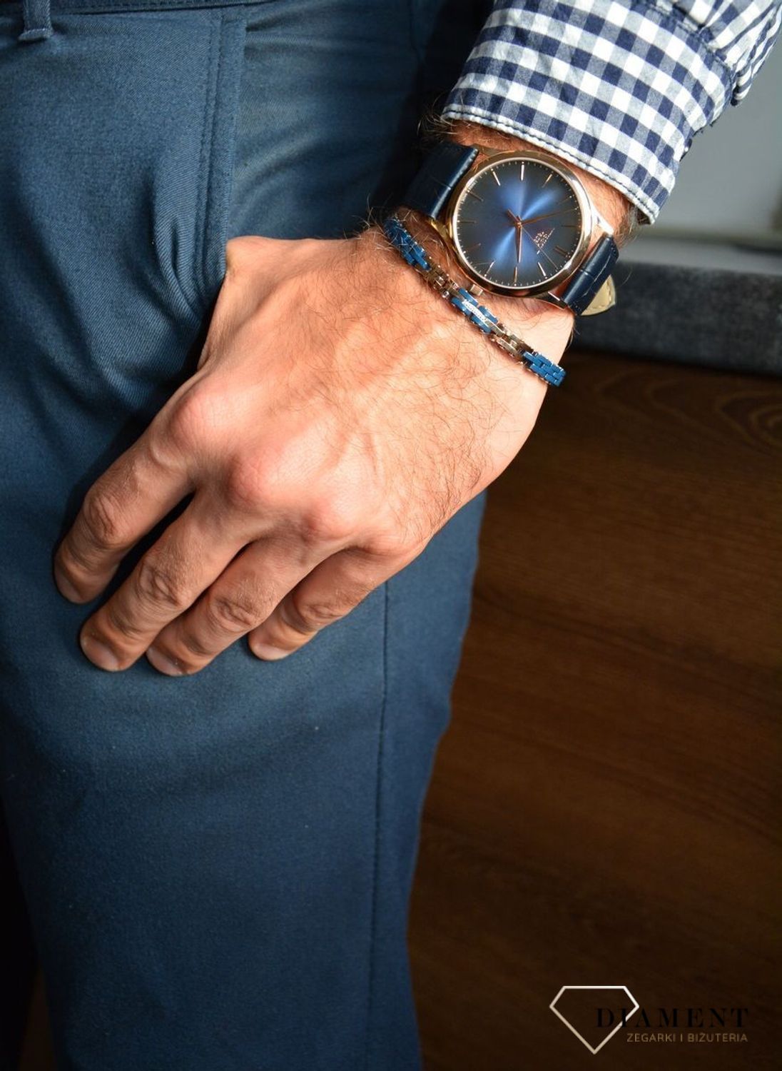 Bransoletka męska niebieska z różowym złotem, stalowa Nominati 028302 005 ✓ bransoletki męskie ✓ Akcesoria męskie ✓ prezent dla faceta✓ Bransoletki Nomination.jpg